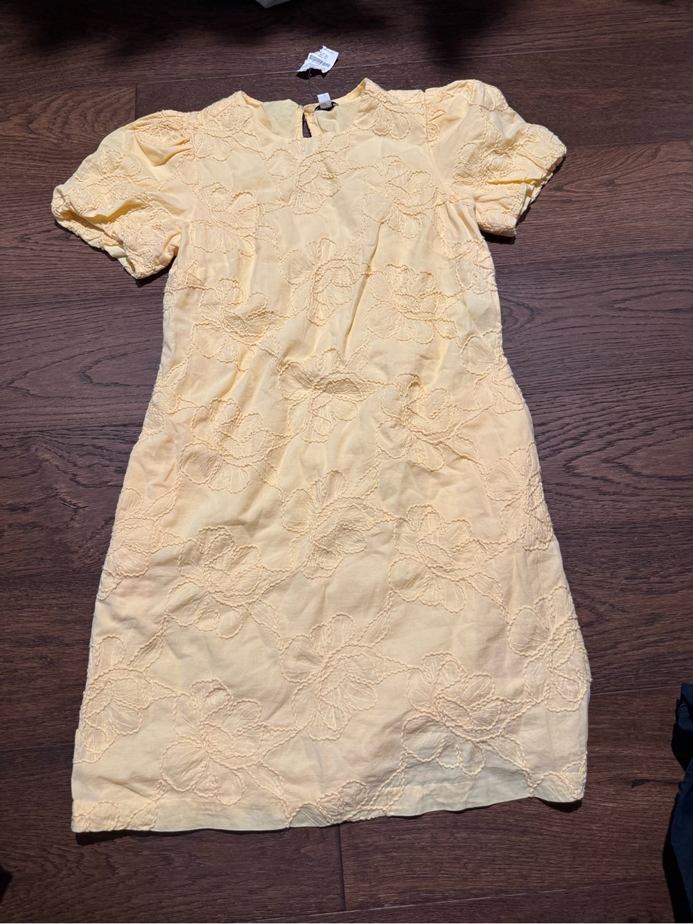 J. Crew Pale Yellow Embroidered Short Sleeve Dress